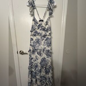 C.C Blue and White Floral Maxi Dress
